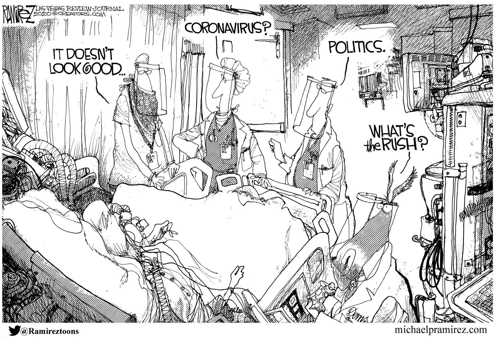 Michael Ramirez toon for March 25 2020